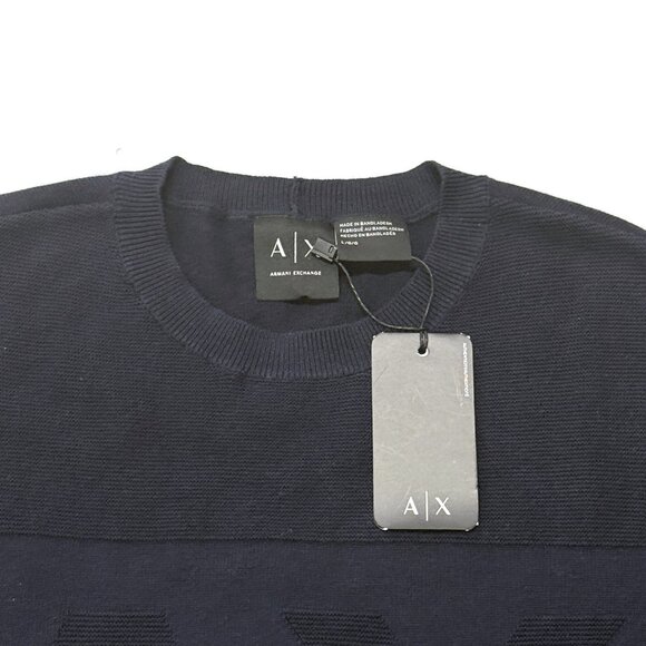 Armani Exchange AX Sweeater Mens Large Big Logo Blue NWT Crewneck Pullover - Picture 2 of 9